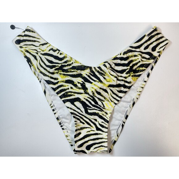 Kendall & Kylie Cheeky O-Ring Bikini Bottom In Acid Zebra Sz XL New - Picture 4 of 9
